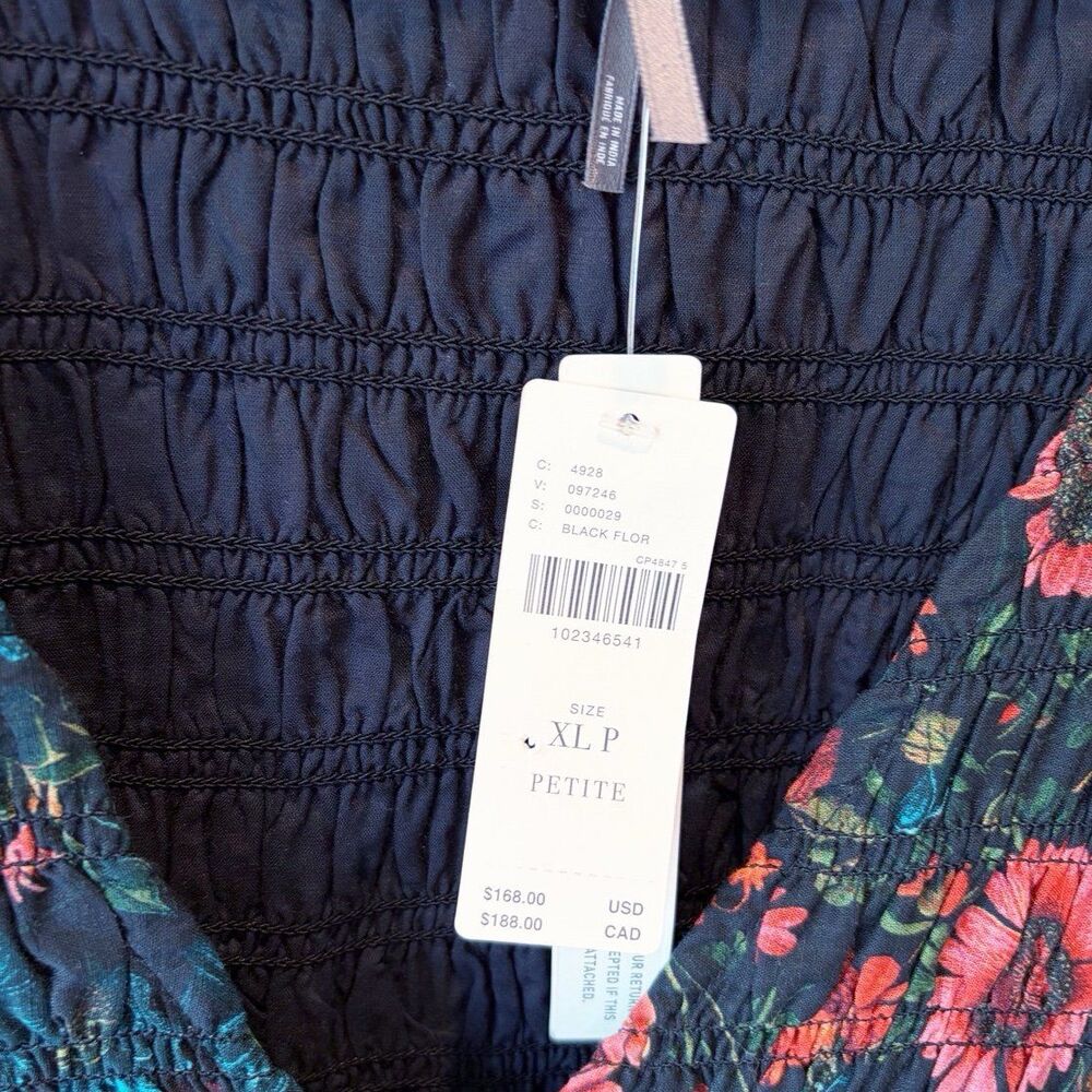 Anthropologie NWT XL Petite Floral Smocked Boho Midi Dress Flutter Sleeve - Picture 5 of 12